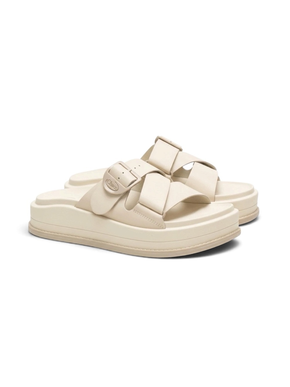Chaco Women's Cream Platform Slide Sandals